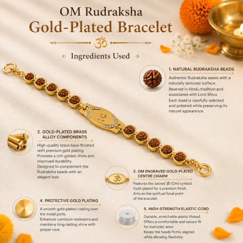 Image of Natural Rudraksha Beaded Bracelet for Men & Women | Spiritual Prosperity & Positive Energy Accessory
