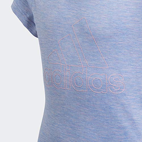 adidas Big Girls Youth (7-14) ID Winners Short Sleeve Tee, Lucky Blue/True Pink Medium 10-123