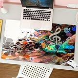 MESHIZIY Mauspad (400 × 800 MM) Verlängertes großes Mauspad Schreibtischauflage, rutschfeste Gummibasis, Gaming-Mauspad XLMusik-Vektor-Hintergrund aus bunten Tintenflecken floralen Broschüre