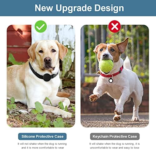 Newest Ankilo Airtag Dog Collar Holder for Apple Airtags, Silicone Pet Collar Case, Anti-Lost Air Tag Holder Compatible with 0.86in Pet Cat Dog Collars Loop Accessories, 2 Pack, Black & Luminous Green