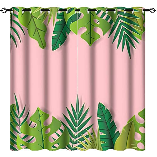 Rideaux occultants à isolation thermique avec motif plantes tropicales - Pour décoration d'intérieur - 106,7 x 160 cm Cover