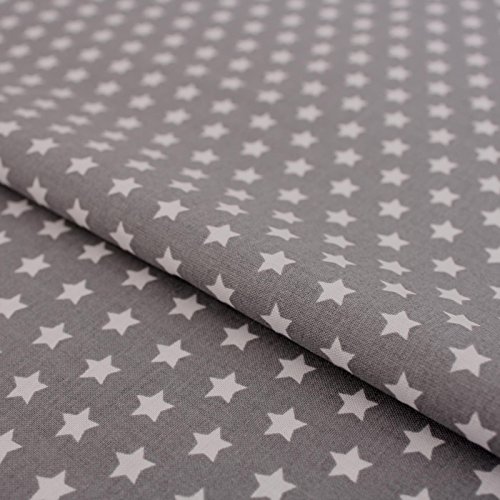 Baumwollstoff Sterne Grau – Stoff Meterware 150 cm breit, weicher...
