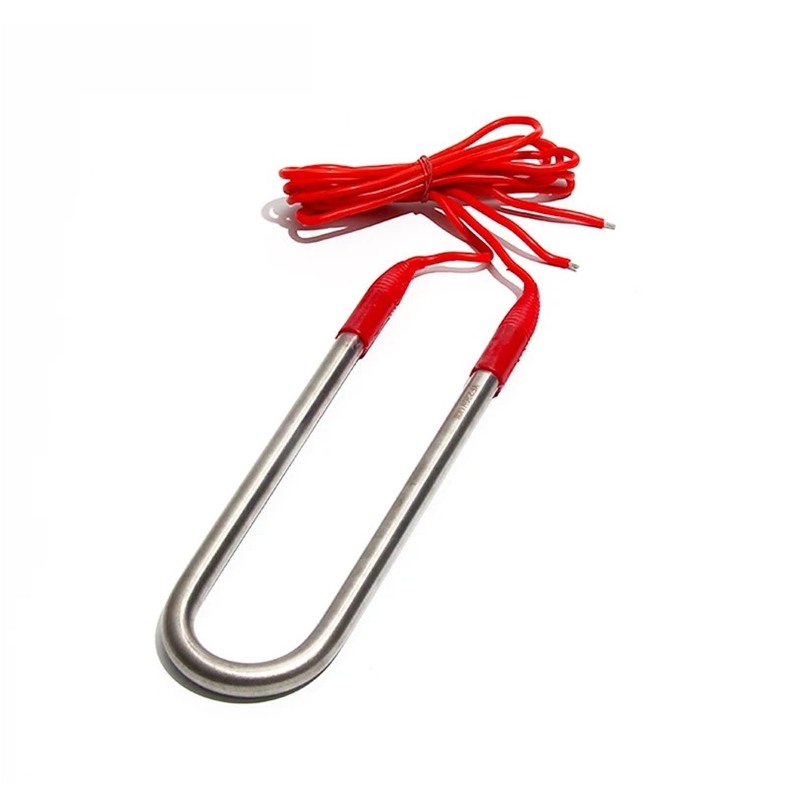 12 V U-Typ elektrisches Tauchheizelement 110 mm Heizwiderstand 50 W 100 150 200 1 m roter Draht Stück(12V_200W)