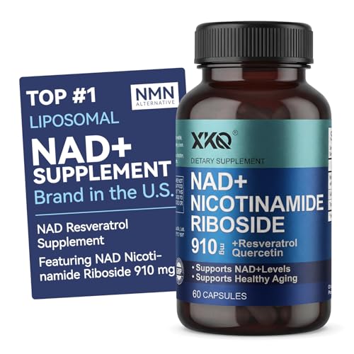 XKQ NAD Plus Supplement, Liposomal NAD,NMN Supplement Micro Ingredients| NAD Resveratrol, Supports Cellular Energy, Heart Health | Nicotinamide Riboside, 910mg,60 Servings,Take 2 Daily