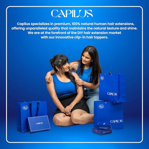 Image of Capilus Flat Clip-In Ponytail Hair Extensions (Brown, 14 Inch) | 100% Natural Human Hair | Changeable Clip | Instant Volume & Length | Original Human Hair Ponytail Extension for Women