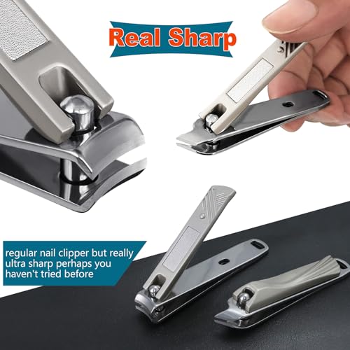 SGNEKOO 8-Piece Nail Clipper Set for Family, Professional Stainless Steel Manicure Kit with Ingrown Toenail Tool, Nail File, Tweezers, Ear Pick, Scissors – Home & Salon Use (Silver) — view 4