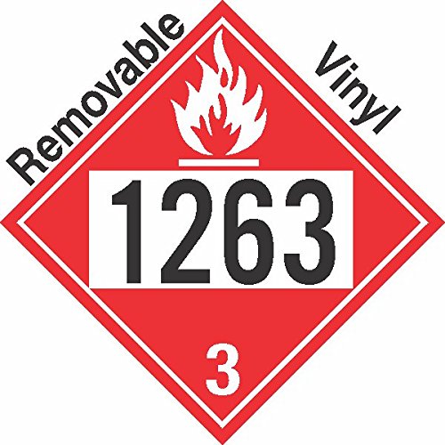 GC Labels-P309c1263, Flammable Class 3 UN1263 Removable Vinyl DOT Placard, Package of 50 Placards