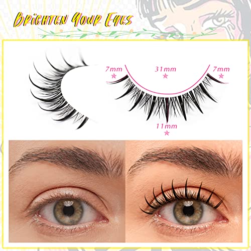Manga Lashes 10 Pair Natural Eyelashes Anime Transparent Band Look Spiky Reusable False Eyelashe Wispy Volume Fake By EMEDA (Manga 02) - Image 4