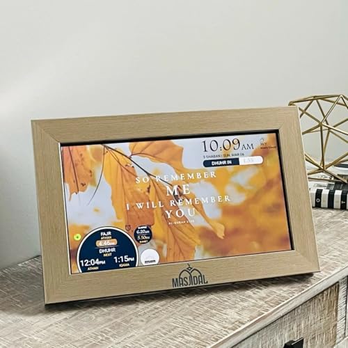 Image of Masjidal - Decorative Frame for Athan Clocks - Compatible 14 inch Digital Azan Clock - Ideal for Athan Clock Tablet (White)