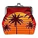 ZYUSHUN Veganes Leder Münzgeldbörse Wechseltasche Vintage Geldbörse mit Drucken für Frauen Mädchen Sonnenuntergang Strand Landschaft, mehrfarbig, 3.3x3.6 in/11x12 cm, Vintage