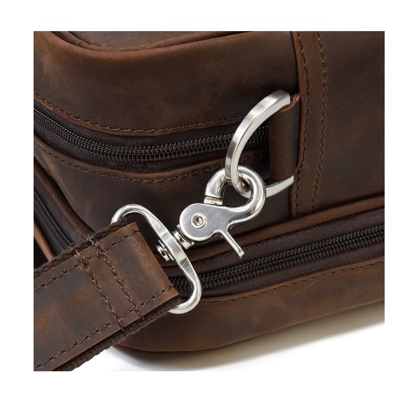 Nordic Business Briefcase Men's Genuine Leather Handbag Cowhide Shoulder Messenger Bag Work Men's Bag for Office Commute(Dark brown)4