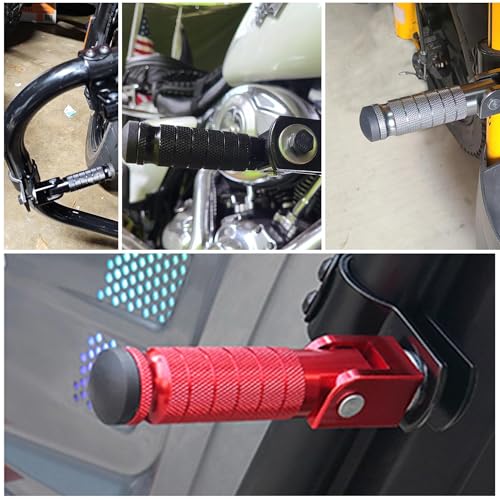 Image of M8 Motorcycle CNC Aluminum 90 Degree Folding Rearsets Folded Motorbike Footrest Bicycle Footpegs Foot Pegs Pedal Universal (Gold)