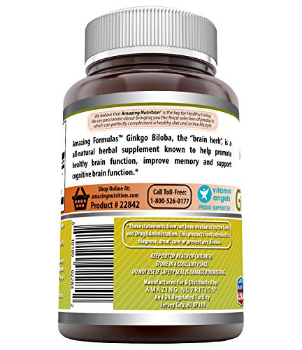 Amazing Formulas Ginkgo Biloba Supplement 120Mg 120 Capsules | Standardized To Contain 24% Ginkgo Flavone Glycosides | Non-Gmo | Gluten Free | Made In Usa #TOP2