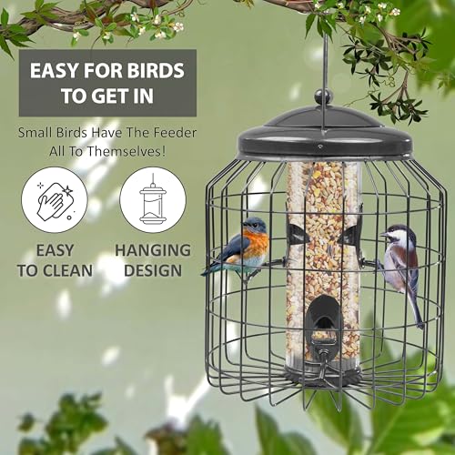 Crystals Squirrel Proof Hanging Bird Feeder for Small Birds – Heavy Duty Garden Peanut & Fat Ball Feeders – Wild Bird Feeders for Outdoor Use (Seed Feeder) - Image 6