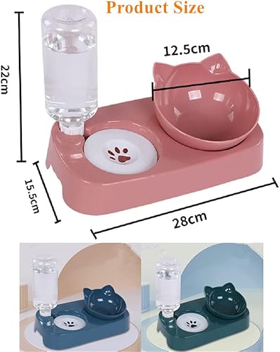 Miniatura 6 de Juego de tazón de comida para mascotas y botellas de agua, tazón doble para comida para perros y gatos con dispensador automático de agua por