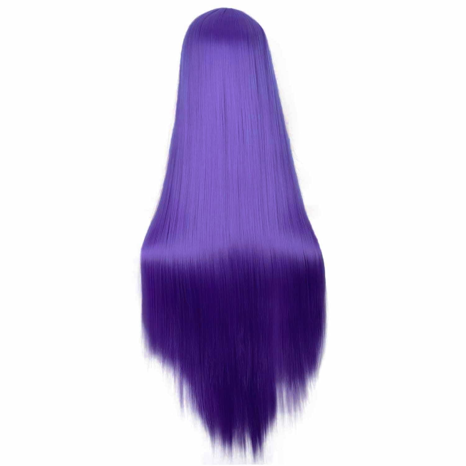 Colorfulpanda Long Purple Wigs for Women Long Straight Synthetic Hair Wig Middle Part for Party Cosplay Halloween Anime,dark purple - Image 3