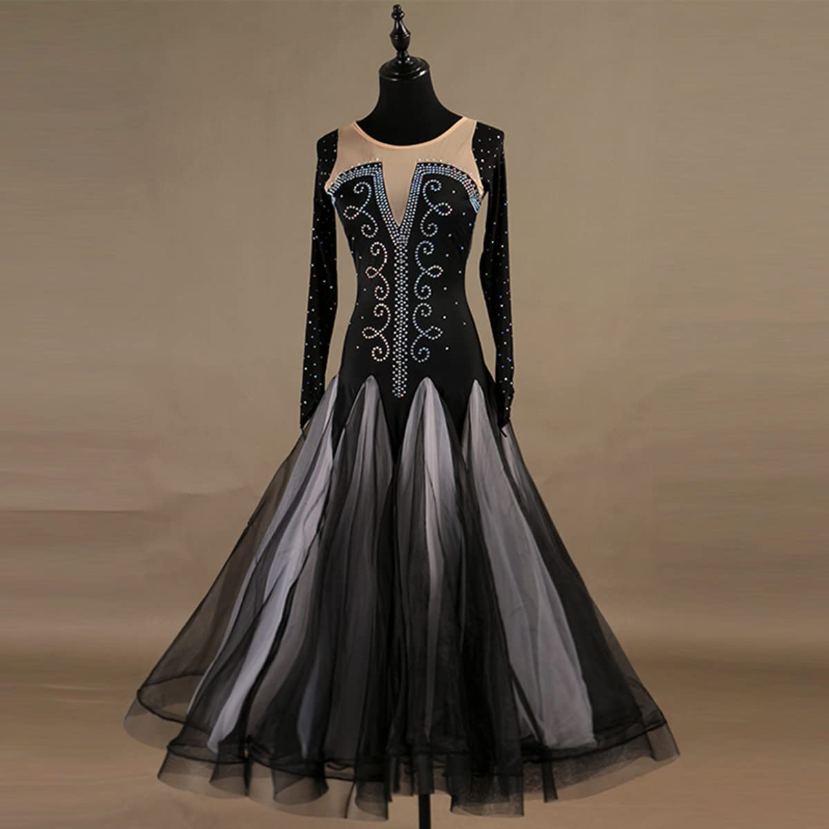 Nationales Standard-Tanzkleid Ballkleider Modernes Elegante Tanzkleid Walzerkleid Sommer Lange Ärmel Tango-Gesellschaftswettbewerbskostüme Sommerkleid Damen