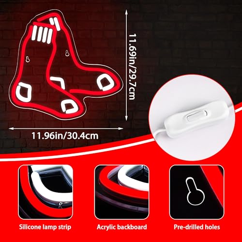 Image of Baseball Neon Sign for Wall Decor Baseball Team Logo Neon Light for Man Cave LED Sports Light Sign for Boys Room,Club,Man Cave,Bar,Party,Christmas Birthday Gifts for Men,Boys,Teens,Size 12*11.7in(FMXD163)