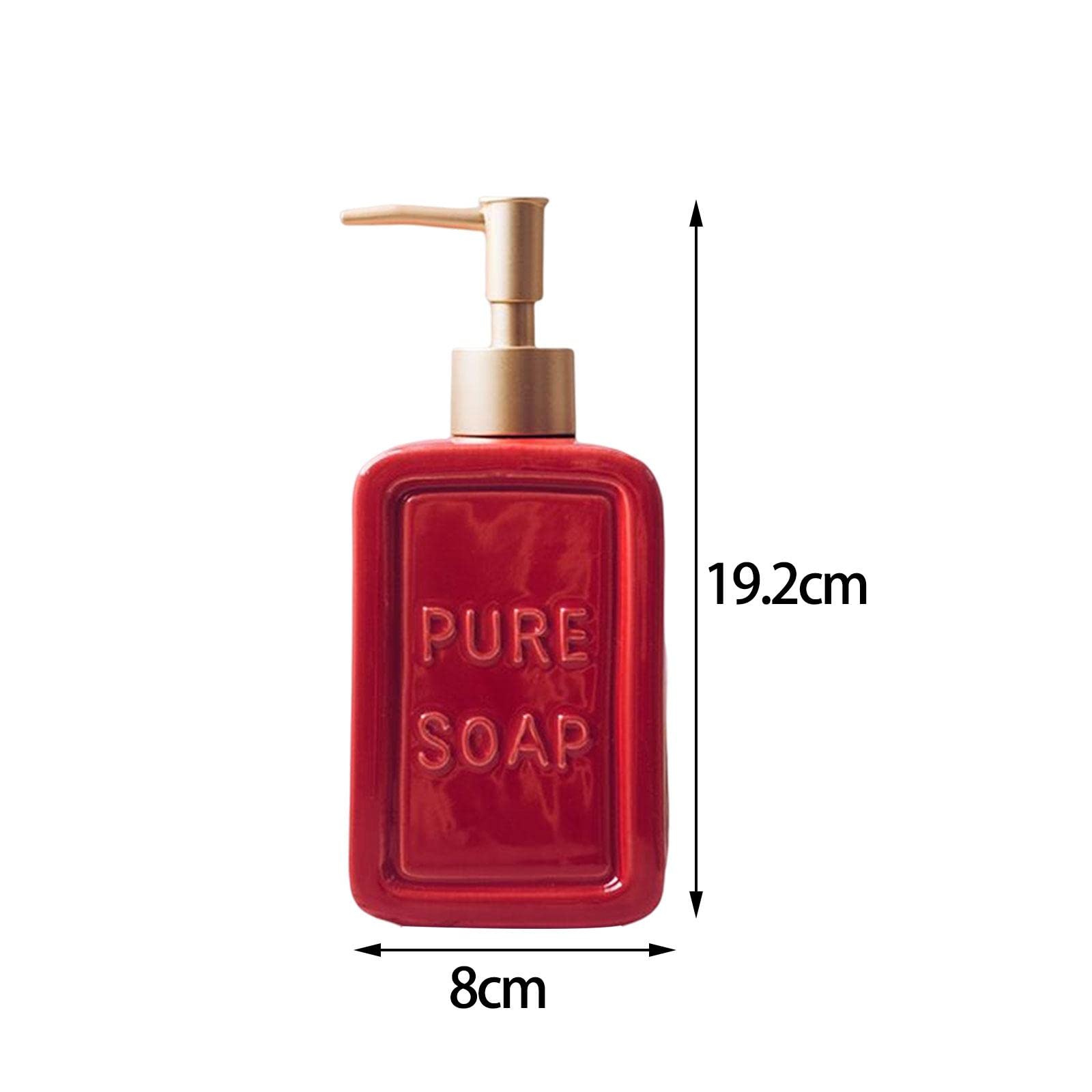 Predolo Dispenser Sapone In Ceramica Con Pompa Metallica - 475 Ml - Rosso, Portatile Per Bagno E Cucina