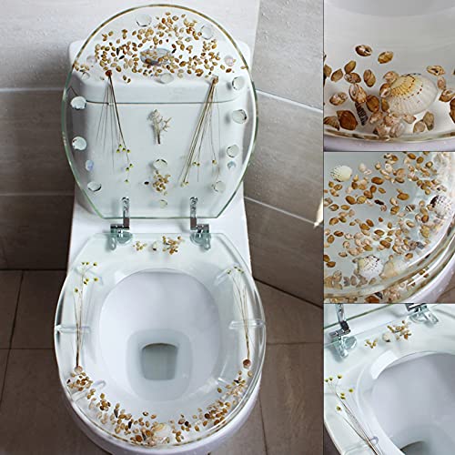 Toilet Seat Transparent Dried Flower Designs Silent Resin Commode Seat Toilet Lid Slow Close Toilet Seat