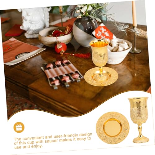 Coupe à vin Kiddush dorée et plateau de service pour rituel de Shabbat