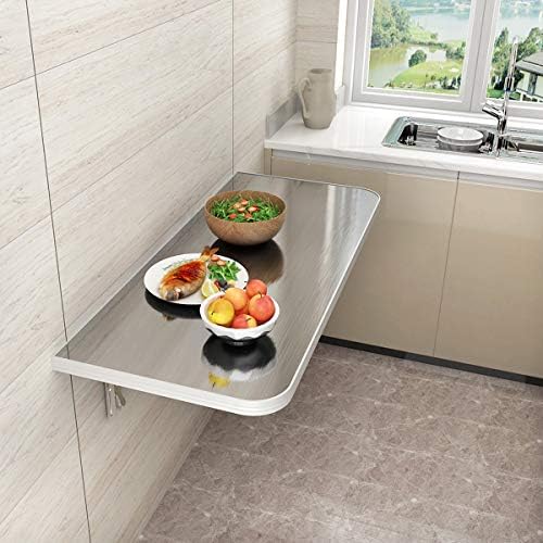 Foldable Wall-Mounted Cutting Board Table - 70 * 30cm Wide, Aluminum Alloy Edging, Stainless Steel Veneer, Adjustable 50-120cm, Space-Saving Kitchen Solution