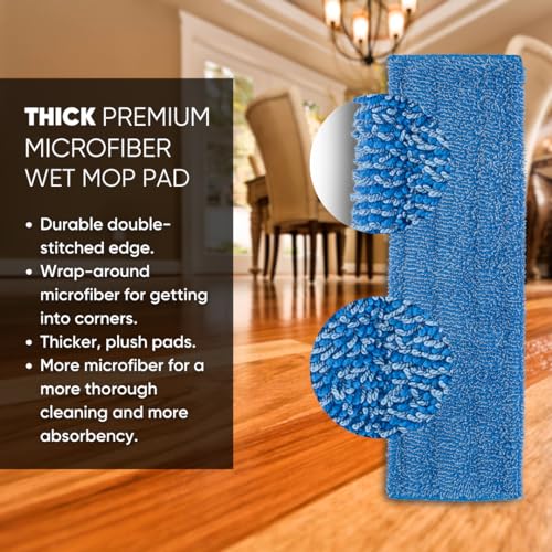 Image of Microfiber Wholesale 18 inch Absorbent Microfiber Wet Mop Pad - Reusable, Machine Washable, Refills (2 Pack)
