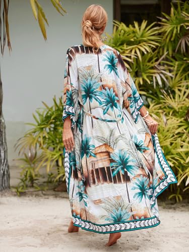 Image of Women's Kimono Cover Up Long Beach Dress Swimsuit Cover Ups Colorful Cardigan Lightweight Robe for Swimwear