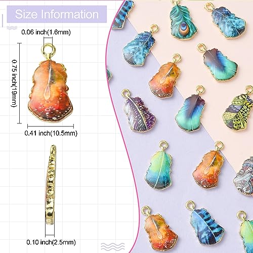 Stiesy 30Pcs 10 Styles Enamel Leaf Charms Pendants Colorful Printed Leaves Charms Plant Dangle Charms for DIY Crafts Bracelet Jewelry Making - Image 2