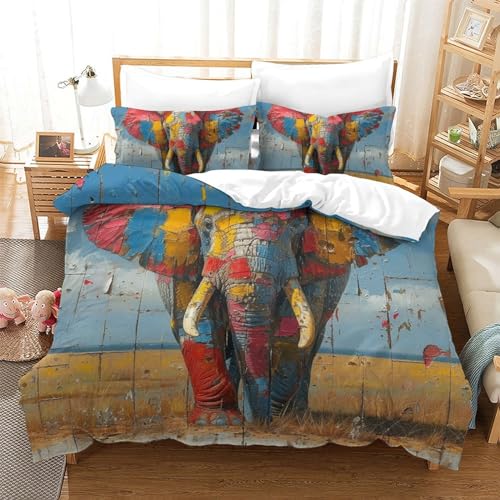 Housse de couette éléphant 3D en microfibre douce et résistante pour lit double - 2