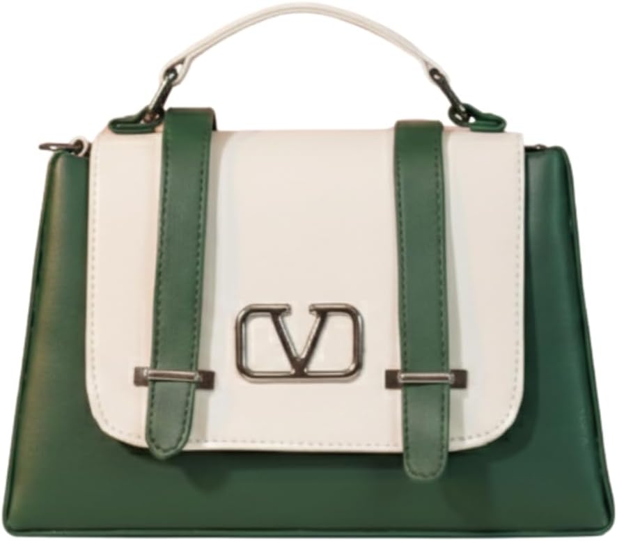 Stylish Contrast Flap Sling Bag for Women Trendy PU Leather Crossbody Shoulder Handbag