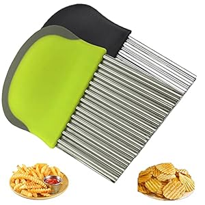 BESSIKON 2 stuks groenteschaaf frietsnijder frietsnijder frietsnijder friet chips ribbelmes voor groente fruit salade aardappel golfmes snijden frietsnijder snijder snijder