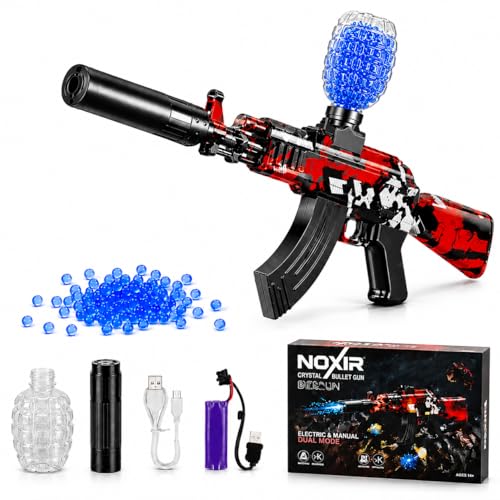 Image of Electric Gel Blaster Gun for Kids & Teens, 7-8mm Crystal Water Beads Shooter, Automatic & Manual Modes, Rechargeable Battery, Long Range Toy Gun (AK 47 Set)