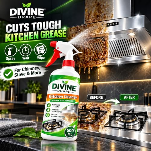 Image of Kitchen Cleaner Spray for Oil & Grease Stain Removal, 500 ml Trigger Degreaser for Gas Stove, Chimney, Sink, Grill, Exhaust Fan, Tiles and Cooking Area Surfaces