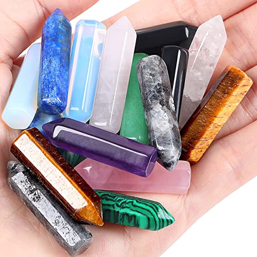 image for QINJIEJIE 10 PCS Healing Crystals Wands Mini Crystal Pocket Polished T
