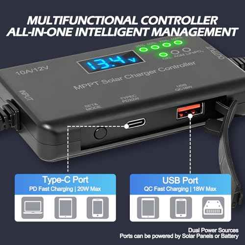 Controlador de carga MPPT 12V contra sobrecargas en batería de gel 3