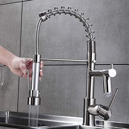 Aimadi Commercial Kitchen Faucet,Single Handle Single Hole Stainless Steel Kitchen Faucet With Led #TOP4
