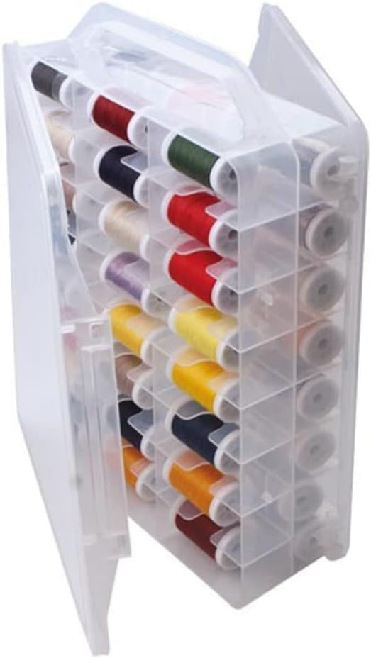 Boîte de rangement pour 46 bobines de fil à coudre - Boîte pratique - Support de fil à coudre - Bobines pour broderie - Bricolage - Couture