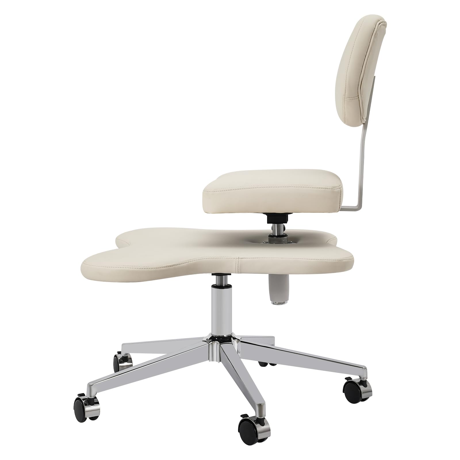 Krzesło biurowe do medytacji z 5 kółkami, krzyżowe nogi, nośność 130 kg, ergonomiczne, do biura, domu, kolor biały
