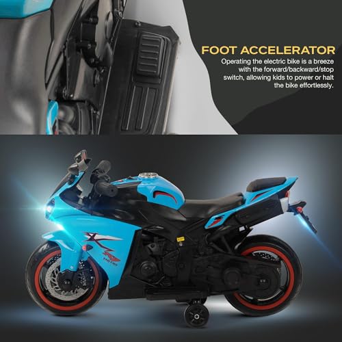 Image of Baybee R7 Baby Battery Operated Bike for Kids with Foot Accelerator & Music | Rechargeable Ride on Toy Bike with LED Light | Baby Electric Bike for Kids to Drive 1 to 3 Years Boys & Girls (Sky Blue)