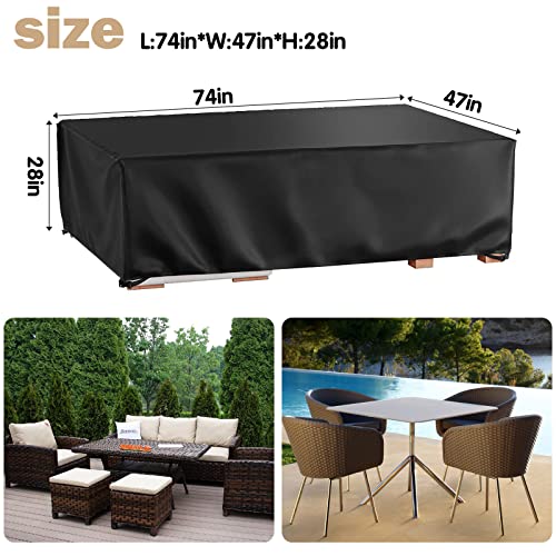 Hrefeu Patio Furniture Set Cover Outdoor Sectional Sofa Set Covers 74" L X 47" W X 28" H(Inches) Outdoor Table And Chair Set Covers Water Resistant Large #TOP1