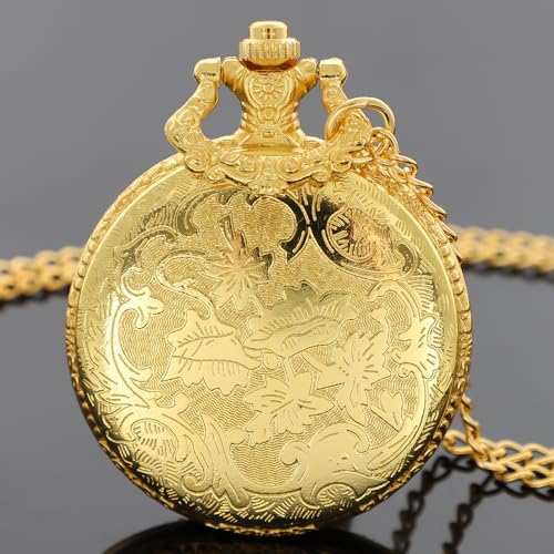 Image of Tiong Vintage Pocket Watch Engraved Cowboy Skull Wolf 3D Pattern Arabic Numerals Quartz Pocket Watch with Chain Best Gifts