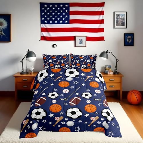 Image of Feelyou Sports Theme Bedding Set Queen Size for Kids Teens