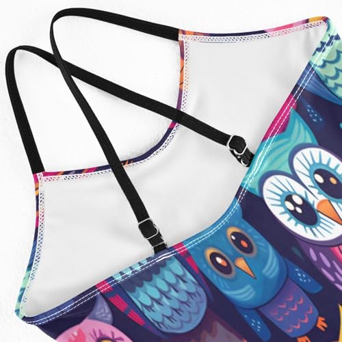 Colorful Owl Girls One-Piece Swimsuit Beach Bathing Suit4