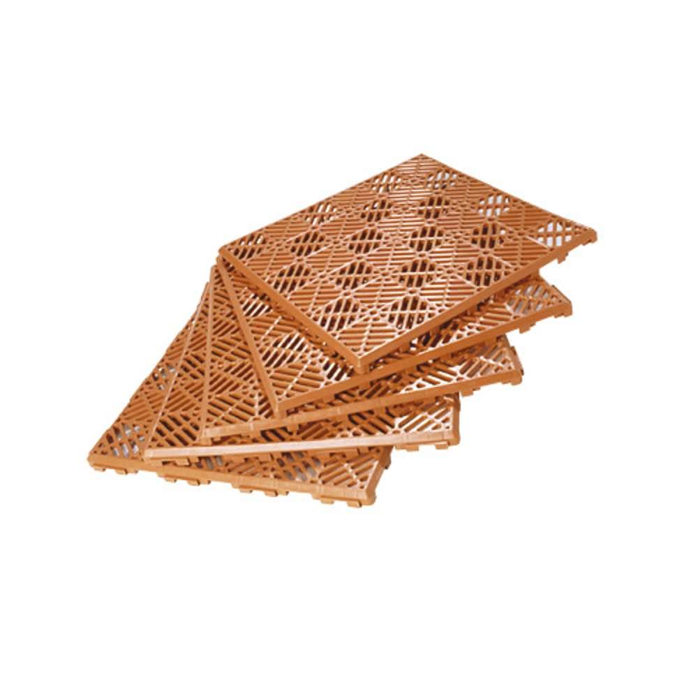 Caillebotis plastique brique lot de 60 - Dalle sol extérieur modulable