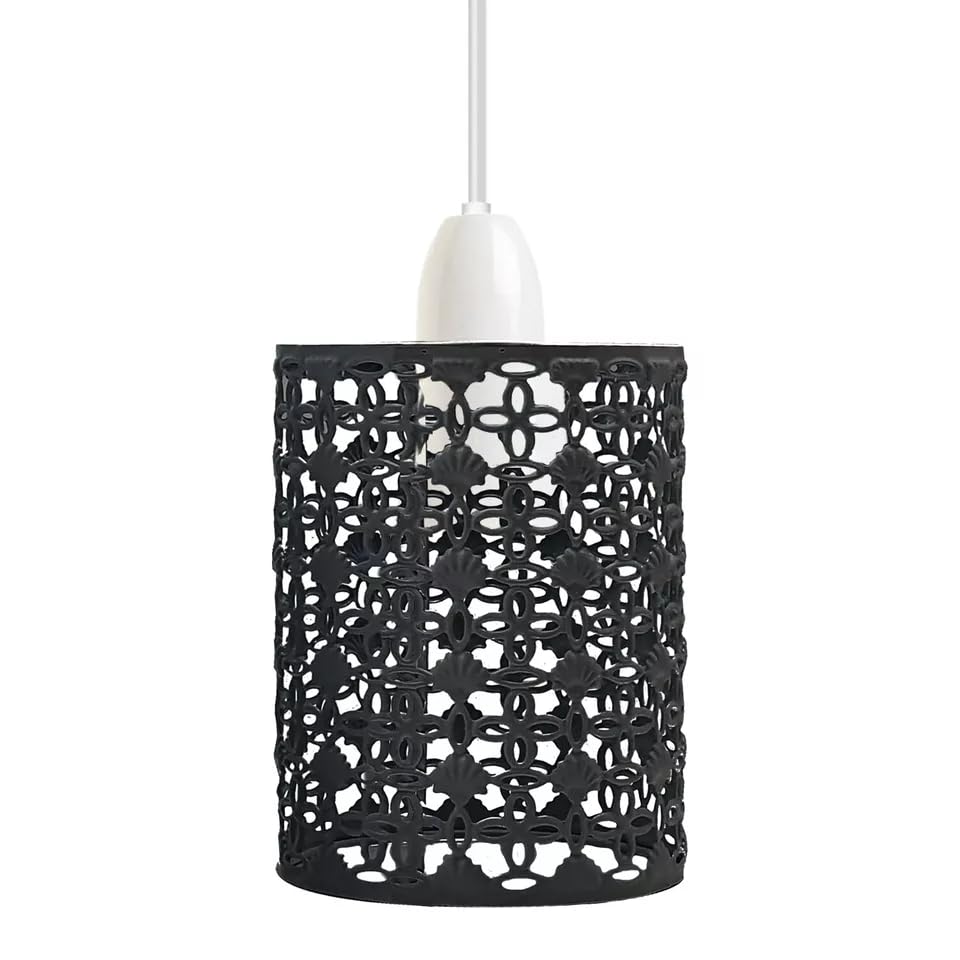 Black Metal Wire Cage Lampshade 14cm x 9.5cm Pendant Light Shade Bulb Cover — image 1