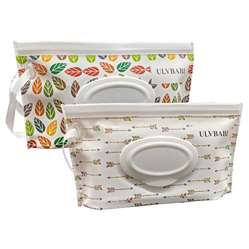 ULVBABI - Dispensador de toallitas húmedas reutilizables para viajes personales, para mantener toallitas húmedas (patrón de hoja)