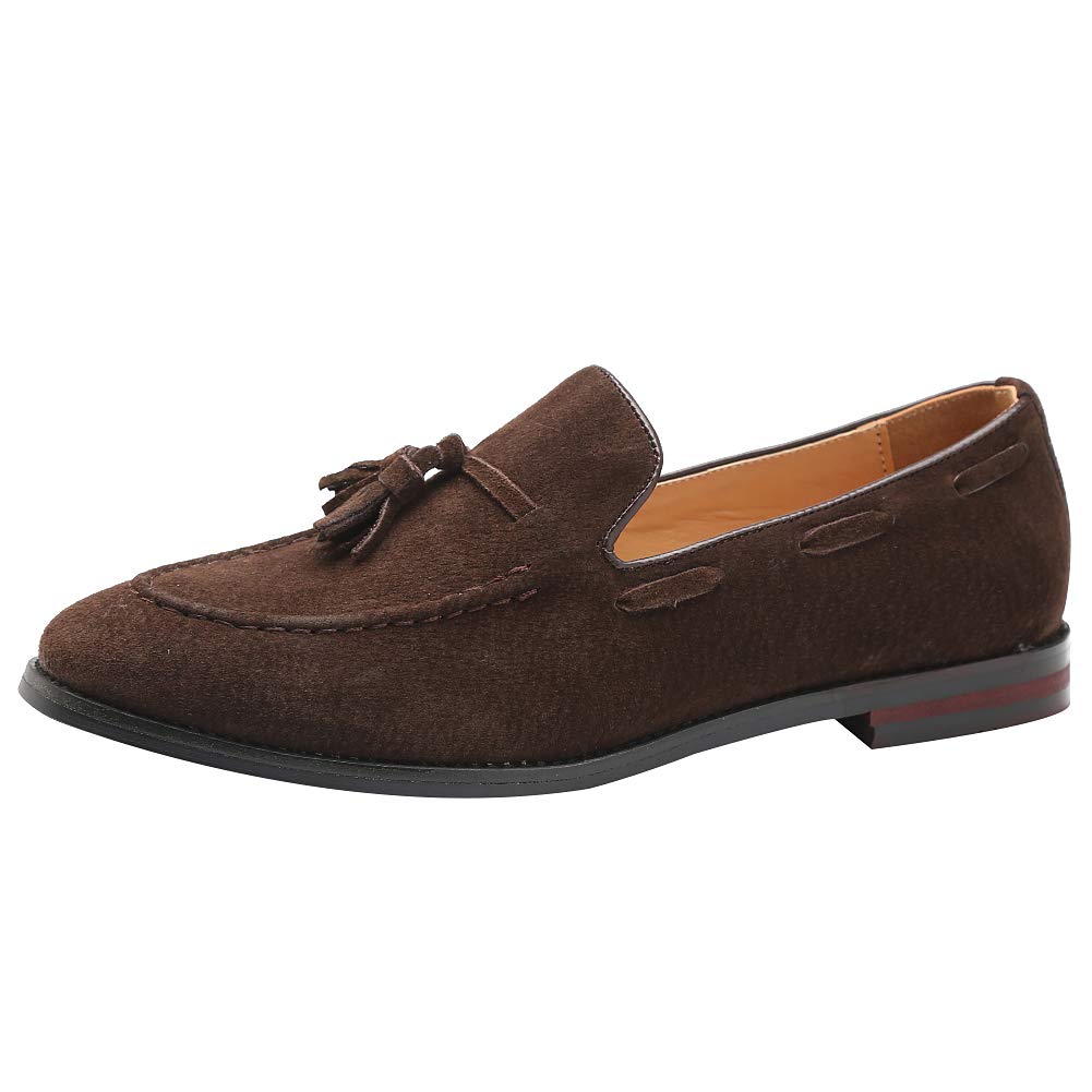 rismart Hombre Hecho a Mano Borlas Mocasines Ante de Vestir Zapatos Uniforme Mocasín
