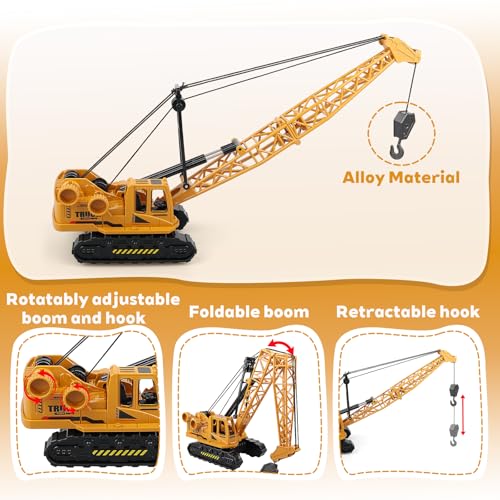 image for victob Metal ABS Crane Toy, Diecast Construction Vehicles Crane Model 
