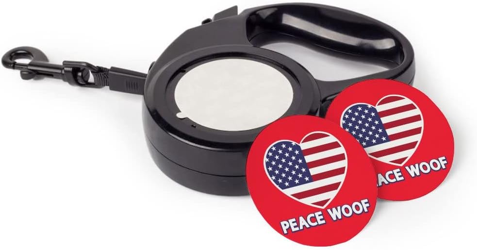 Peace Love Woof Retractable Pet Leash - American Flag Leash - Patriotic Dog Leash - 197 inches
